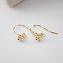 Load image into Gallery viewer, 18K Gold Plated Ear Wires, Star Cubic Pave Earring Hooks, Nickel Free, Fish Hooks, Ear Wires for Jewelry Making D0182