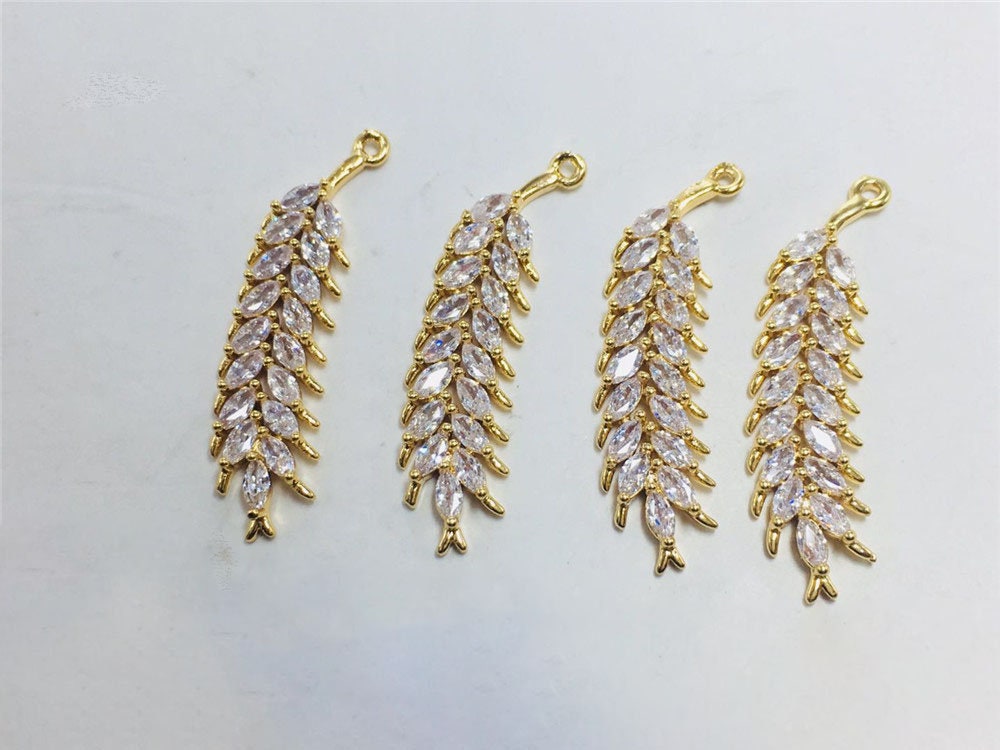 CZ Pave Crown-shaped Charm, Cubic Zircon Crystal Pendant, Bracelet Necklace Pendant, 14K Real Gold Plated, Jewelry Findings STG014-F228