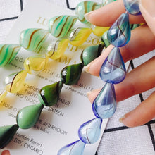 Cargar imagen en el visor de la galería, 4 cuentas de vidrio con forma de gota, globos ovalados huecos soplados a mano para hacer joyas, hallazgos de cuentas DIY MY098