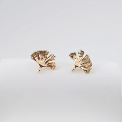 Gold Leaf Earring Post With Loop, Ginkgo Biloba Post, Nickel Free Earrings, Ear Stud Loop, Hypoallergenic Earring Findings ZX313
