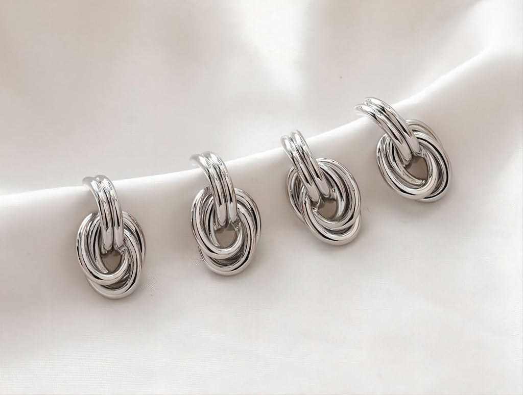 Vintage Multi-Ring Ear Post, S925 Silver Ear Pin Nickel Free Earrings, Gold/Silver Ear Stud, Hypoallergenic Earring Findings G004