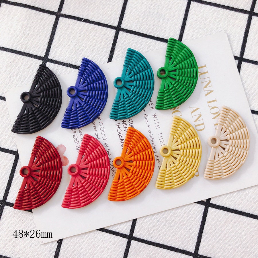 10pcs Fan Shape Pendant, Resin Pendant for Jewelry Making, DIY Beads Finding MY013