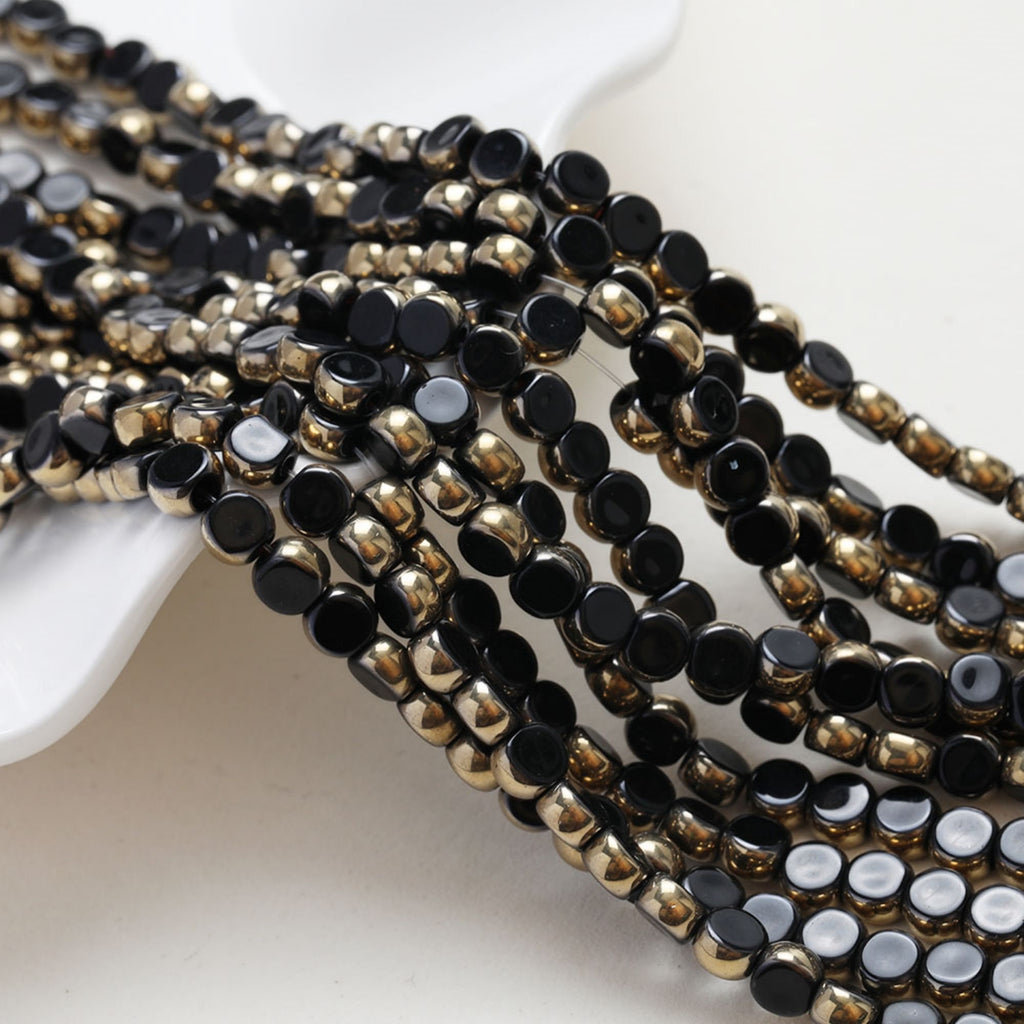 Gold Rimmed Round Glass Beads, 6*3mm, Crystal Glass Loose Beads for Jewelry Making, DIY Beads Finding GZ550