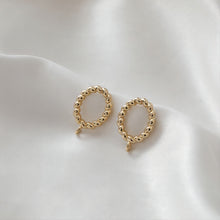 Load image into Gallery viewer, Oval Twisted Post with Loop, S925 Silver Ear Pin Nickel Free Earring, Gold/Silver Ear Stud, Hypoallergenic Earring Finding JJ015