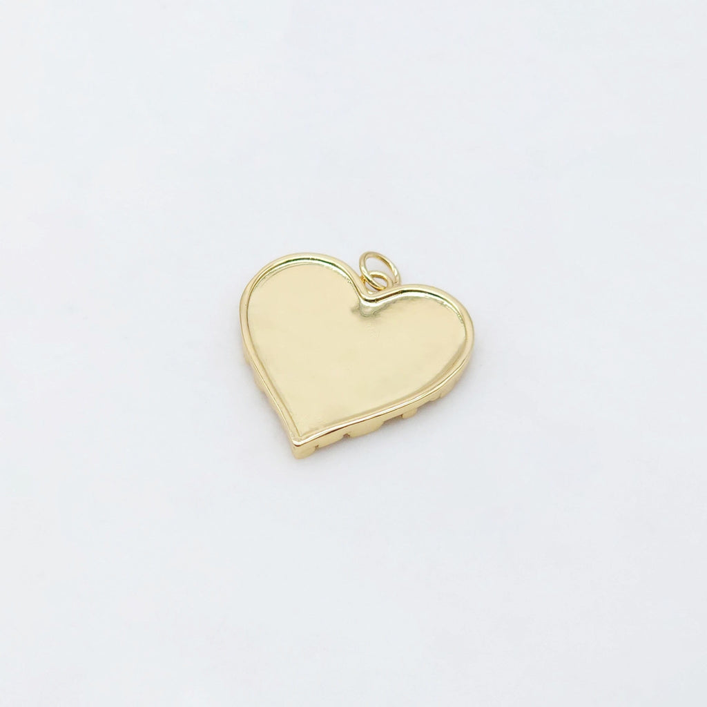 Textured Heart Charms, 18K Gold Plated CZ Pave Love Pendant, Necklace Making Pendants, Jewelry Findings S20478