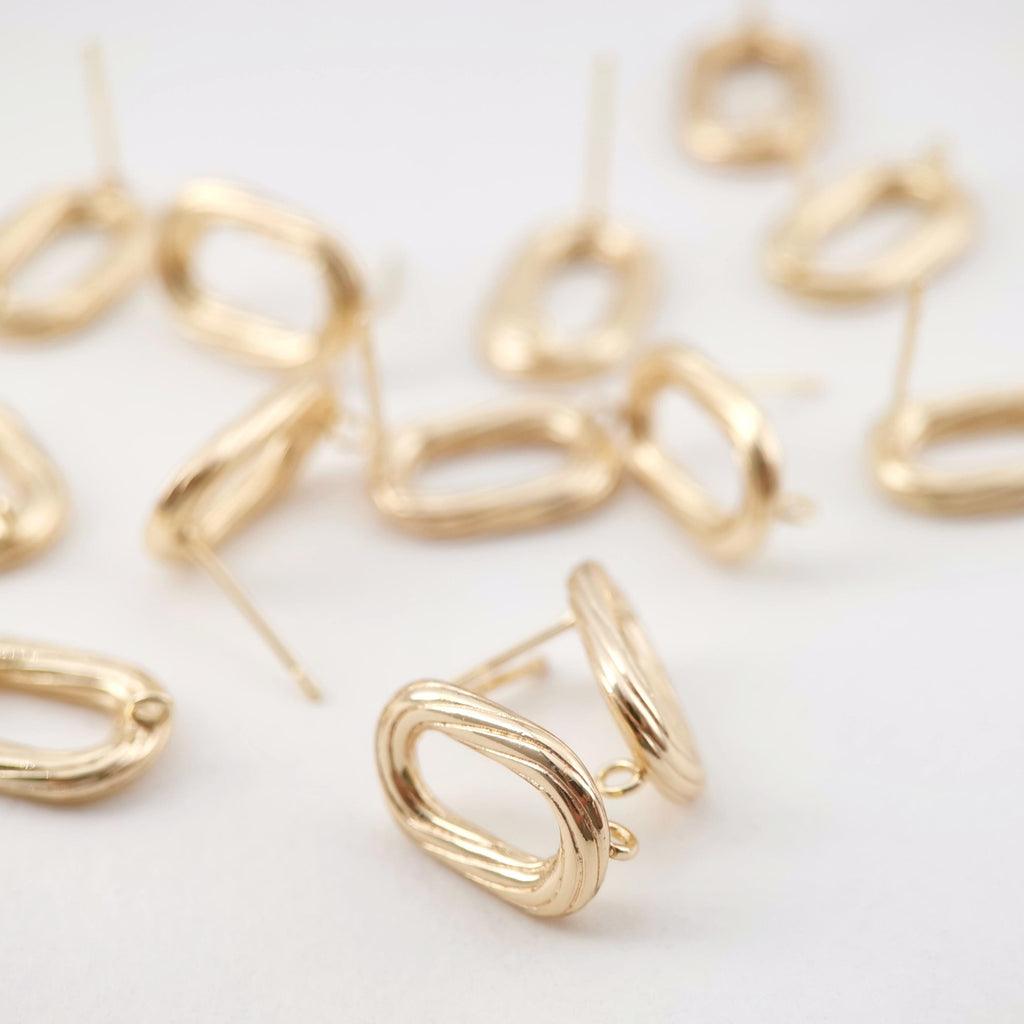 Poste para aretes ovalado cepillado sencillo, pasador para aretes de plata S925, pendiente de botón de oro/plata de 14 quilates con aros, accesorios para aretes sin níquel LL174-ZX7038