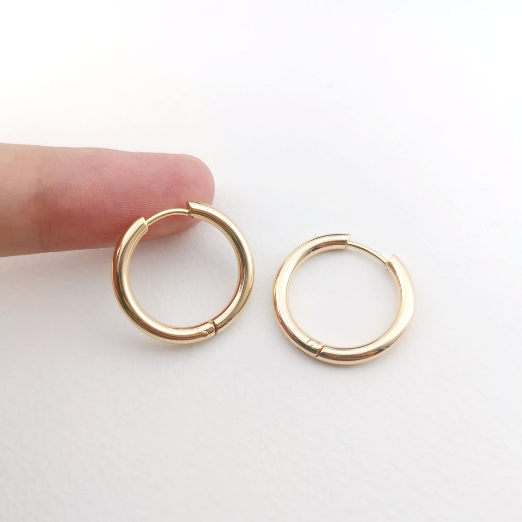 Ear Hoops, 19mm, 21mm, 18K Gold Plated Leverback Earrings, Huggie Hoops Earring ZX091