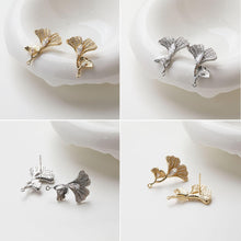 Load image into Gallery viewer, Maple Leaf Earrings Post With Loop, S925 Silver Ear Pin, Nickel Free Earrings, CZ Pave Ear Stud, Hypoallergenic Earring Findings GZ718