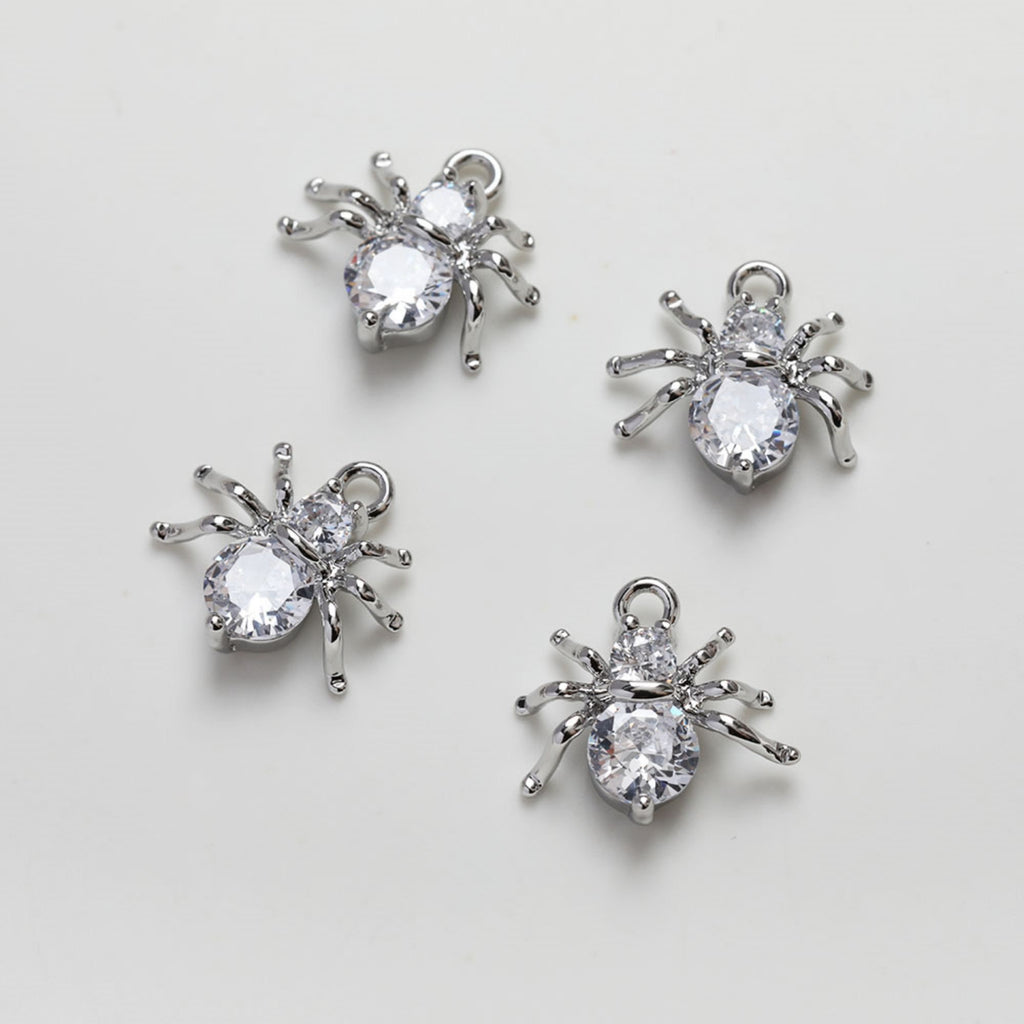 Spider Pendant Charm, Cubic Pave Pendant, 14K Gold/Silver Plated Pendant, Necklace Bracelet Making Charm, Jewelry Findings GZ226