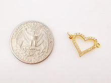 Load image into Gallery viewer, Cubic Heart Butterfly Connector Charms, 18K Gold Bracelet Necklace Making Connectors, Micro CZ Pave Charms,  Jewelry Findings S013