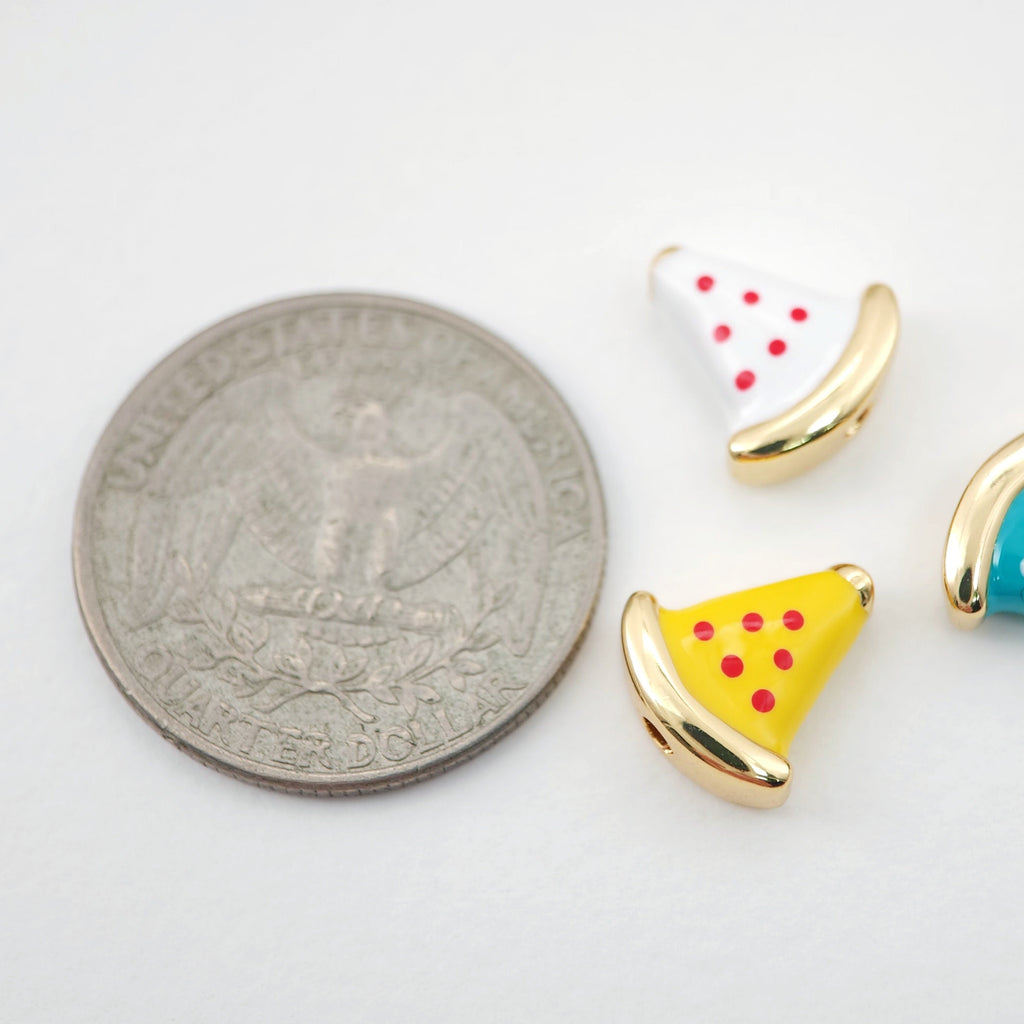 Enamel Watermelon Beads, Fruit Spacer Beads, Large Hole Gold Plated Beads, 18K Gold Plated,  Bracelet Necklace Making Jewelry Finding S1107