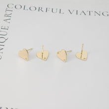 Load image into Gallery viewer, 10pcs Gold Heart Earring Post, 10mm,S925 Silver Ear Pin Nickel Free Earrings, Ear Stud Loop, Hypoallergenic Earring Findings Z060