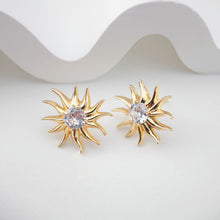 Load image into Gallery viewer, 2PCS Cubic Zircnia Earring Post, Real Gold Plated Brass Stud Earring With Loop,S925 Silver Ear Pin,Flower Ear Post,Earring Finding Z101