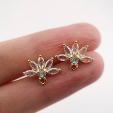 تحميل الصورة إلى عارض المعرض، أقراط على شكل ورقة من الزركونيا المكعبة، دعامة مطلية بالذهب مع حلقة، مضادة للحساسية، نتائج أقراط اصنعها بنفسك، لوازم أقراط يدوية الصنع D0038