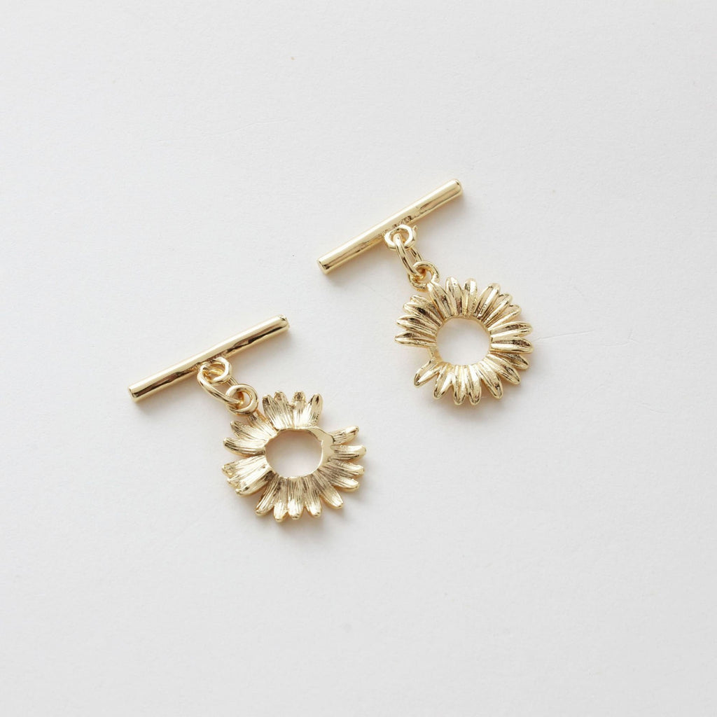 OT Flower Toggle Clasps, One Set, 14K Gold Plated OT Buckle, 14k Gold, Necklace Closure, Connectors Clasps JG059