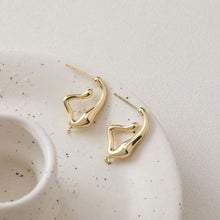 Load image into Gallery viewer, Irregular Ear Post With Loop, S925 Silver Ear Pin Nickel Free Earrings, Gold/Silver Ear Stud, Hypoallergenic Earring Findings GZ305-D0457