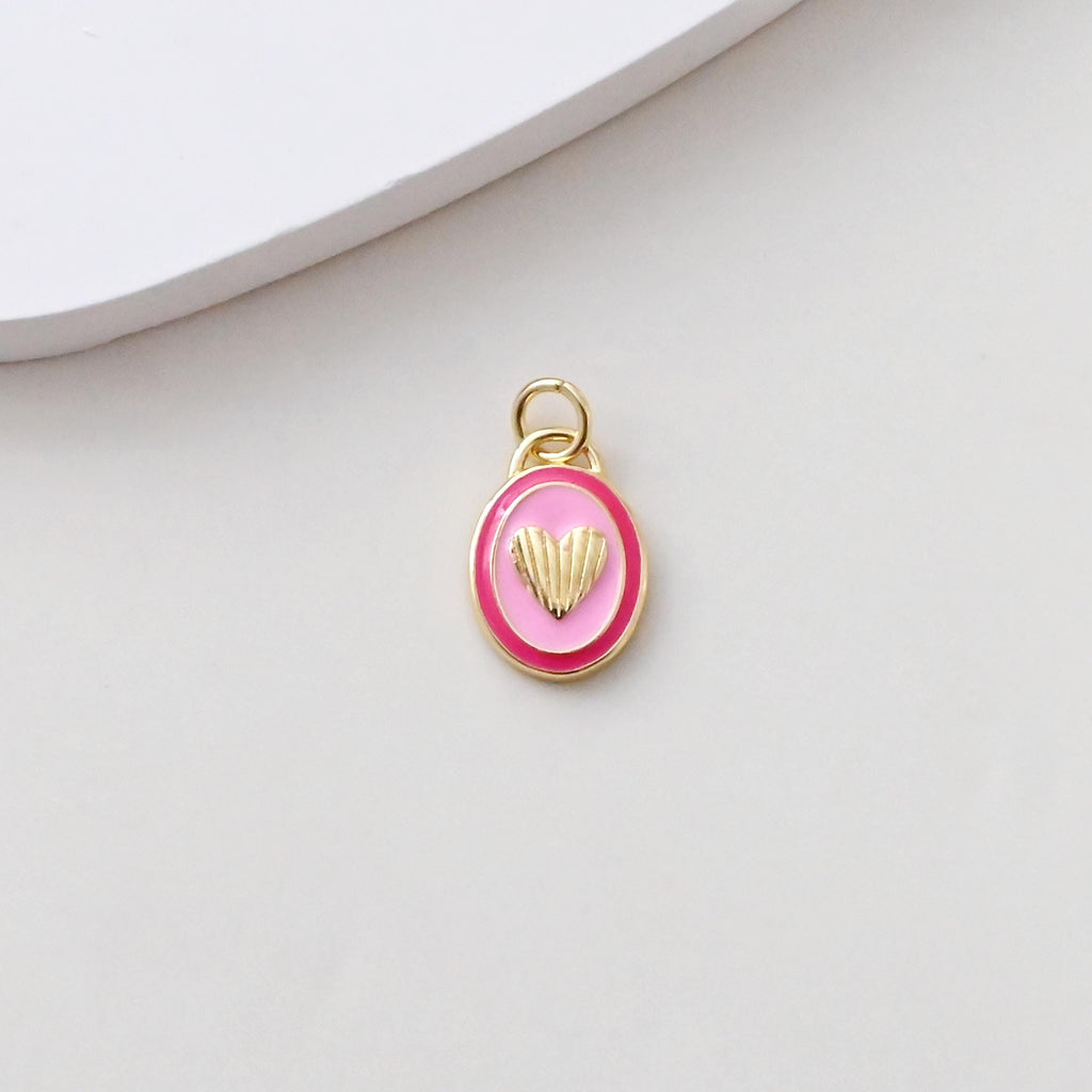 Colección de dijes ovalados de esmalte, corazón, flor y ola, chapados en oro de 18 quilates, para crear collares y accesorios de joyería S1389