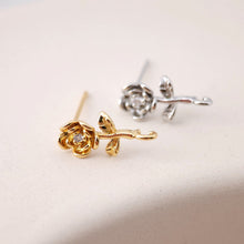 Cargar imagen en el visor de la galería, Poste para pendientes con forma de rosa, pendiente de botón de latón chapado en oro auténtico de 18 quilates con aro, pasador de plata S925, sin níquel, fornitura para pendientes S1196
