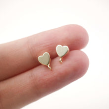 Load image into Gallery viewer, 4pcs Heart Earring Post, 8mm, 14k Gold, S925 Silver Ear Pin, Nickel Free, Heart Stud with Loop, Hypoallergenic Earring Findings ZX067