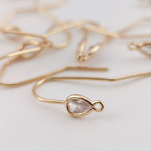 Load image into Gallery viewer, 4PCS- 14K Gold Plated Ear Wires, Cubic Pave Earring Hooks, Nickel Free, Fish Hooks, Ear Wires for Jewelry Making Z017