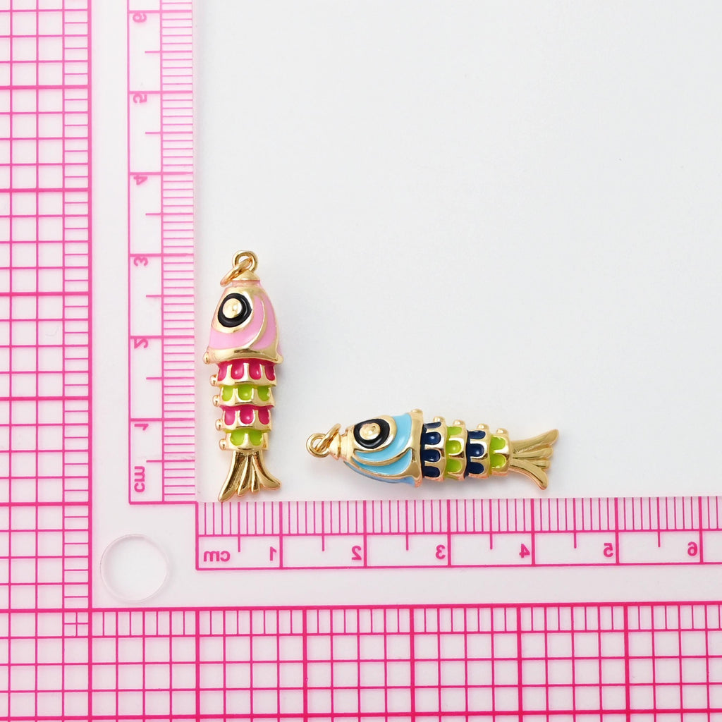 Dijes de pez esmaltado, dijes de vida marina, dijes chapados en oro de 18 quilates, para hacer pulseras y aretes, accesorios de joyería S1459