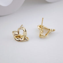 Load image into Gallery viewer, Irregular Heart Shape Post Earrings, Gold Earring Post with Loop, Hypoallergenic, Earring Findings, Handmade Earring Supplies D0046