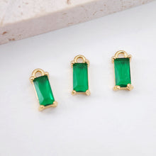 Load image into Gallery viewer, Crystal Tiny Rectangular Charms, Rainbow Color Crystal, 18K Gold Plated Rectangular Pendant, Jewelry Findings S20525