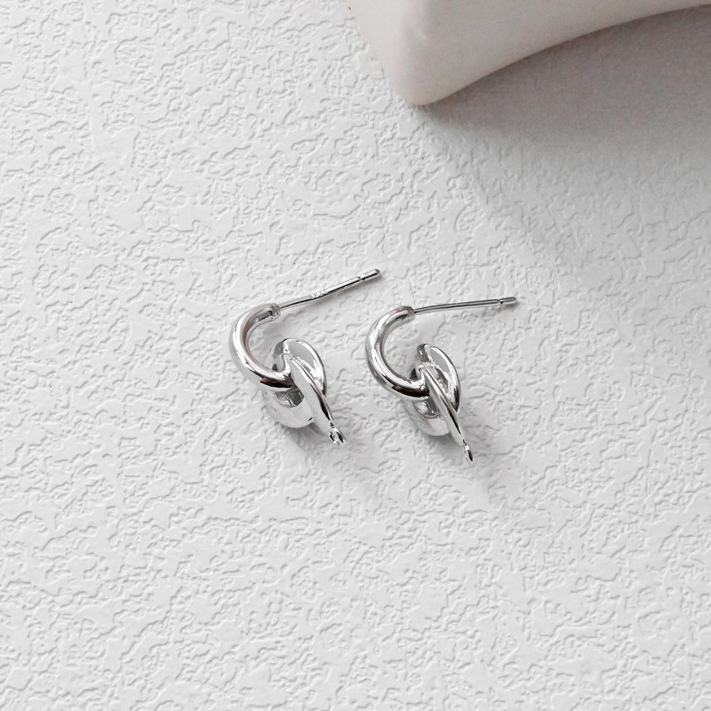 Gold Knot Ear Post, Nickel Free, 18.4*8.3mm, S925 Silver Pin, 18K Gold Plated Stud Earring Finding D0451