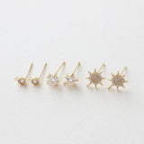 Star Pave Crystal Beads Earring Post, Gold/Silver, S925 Silver Pin Nickel Free Earrings, Hypoallergenic Earring Findings GZ138