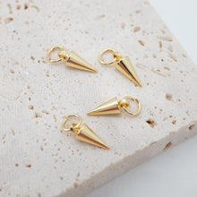 Load image into Gallery viewer, Dainty Gold Spike Charms, 18K Gold Plated Pendants, Earring Necklace Making Charms, 10mm, Jewelry Findings S802