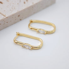 Load image into Gallery viewer, 18K Gold Plated Oval Hoop Earring, CZ Pave, Huggie Hoops Earring Parts, Oval Hoop earring  for Jewelry Making S20622