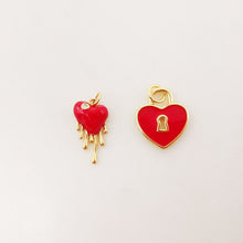 Load image into Gallery viewer, Dainty Enamel Heart Shape Charm, 18K Gold Plated Necklace Making Pendant, Love Lock Pendant, Jewelry Findings S1032