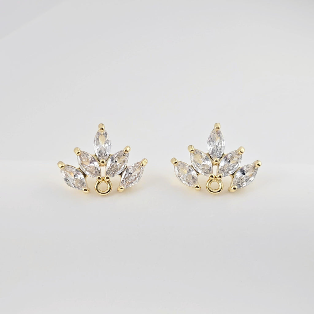 أقراط على شكل زهرة من الزركونيا المكعبة، مطلية بالذهب مع حلقة، مضادة للحساسية، مصنوعة يدويًا، لوازم صنع الأقراط بنفسك D0284