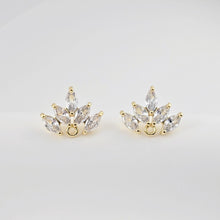 تحميل الصورة إلى عارض المعرض، أقراط على شكل زهرة من الزركونيا المكعبة، مطلية بالذهب مع حلقة، مضادة للحساسية، مصنوعة يدويًا، لوازم صنع الأقراط بنفسك D0284