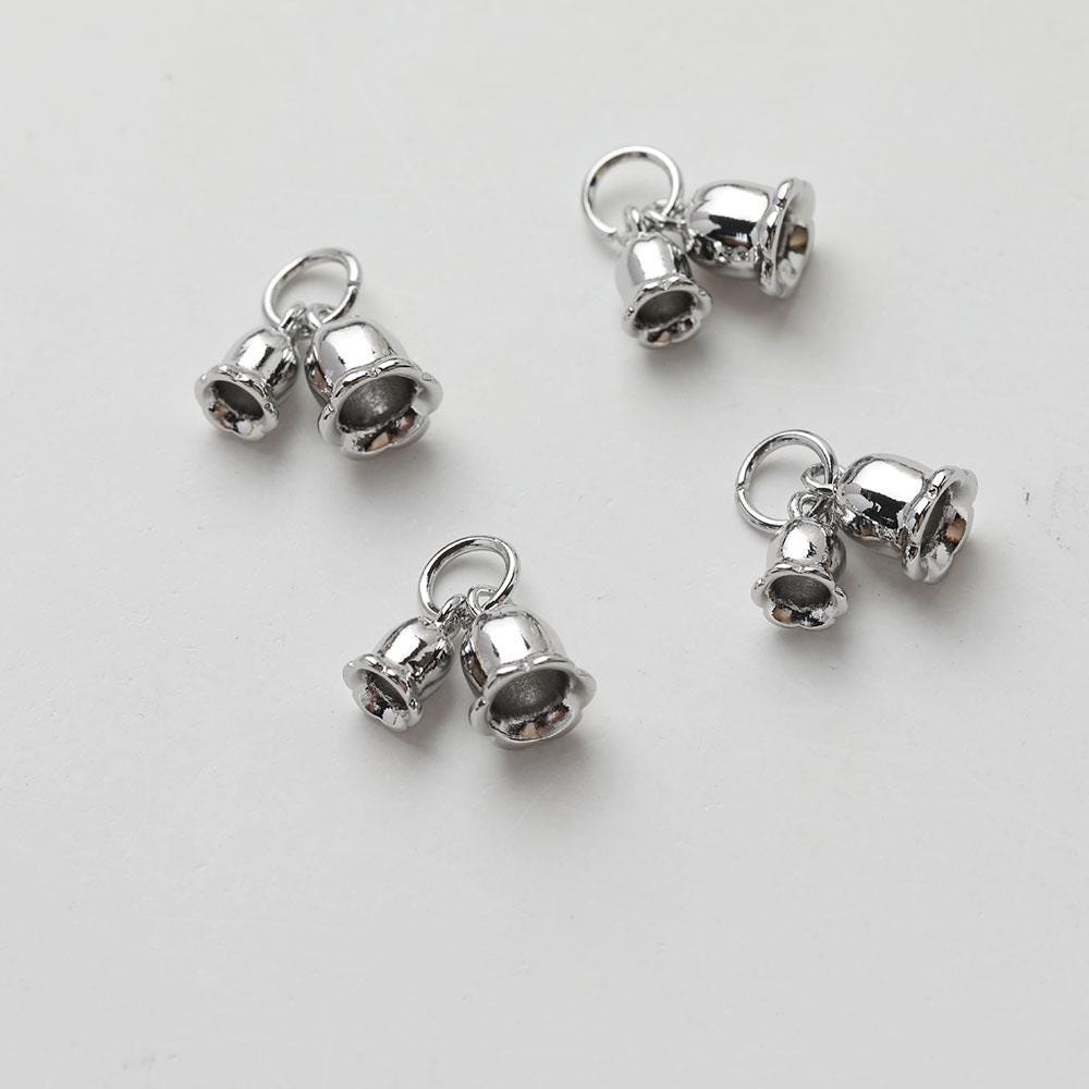 Gold Bell Pendant, 14K Gold/Silver Plated, Double Bell Pendant, Necklace Earring Making Charms, 13.5mm, Jewelry Findings GZ639