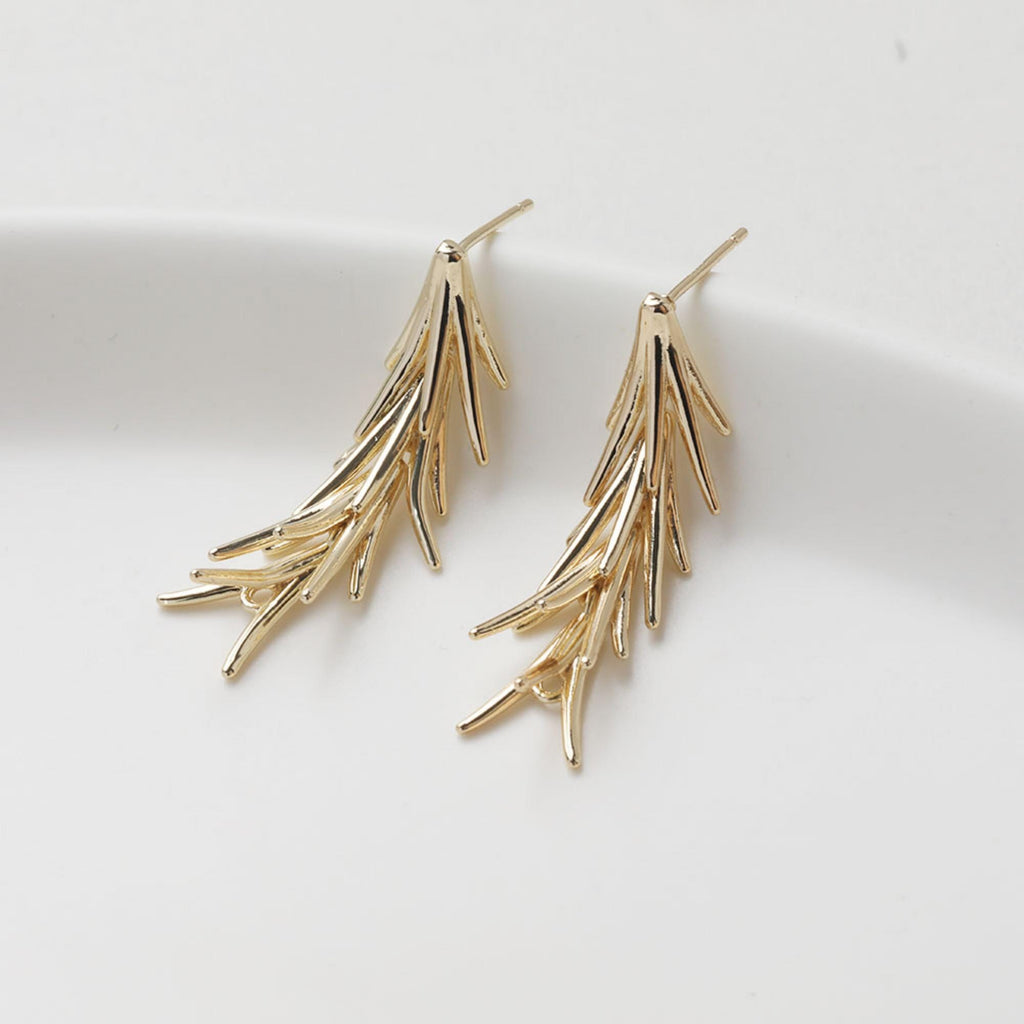 Tassel Stud Post Earrings with Loop, 14K Gold Plated/Silver Post, Tassel Earring Findings GZ772