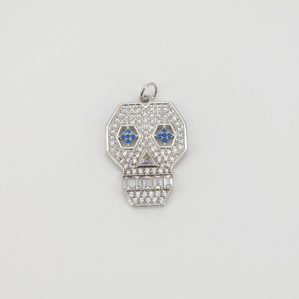 18K Real Gold Skeleton Pendant, Skull Pendant, bracelet necklace charms, CZ Pave Pendants, Jewelry Findings S20718