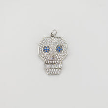 Load image into Gallery viewer, 18K Real Gold Skeleton Pendant, Skull Pendant, bracelet necklace charms, CZ Pave Pendants, Jewelry Findings S20718