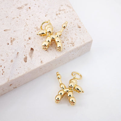 Poodle Pendant Charm, Animal Pendant, Puppy Charm, 18K Shiny Gold Plated Pendant, Necklace Bracelet Making Charm, Jewelry Findings S881