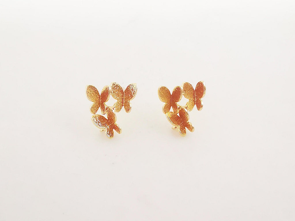 4PCS Butterfly Ear Post with Loops, S925 Silver Ear Pin, Nickel Free, 13x10mm, 18K Gold Plated Stud Earring Finding ZX031