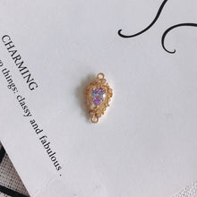 Cargar imagen en el visor de la galería, 4 piezas de dijes de conector de flor con bucles, conector bohemio, colgante de pavé cúbico, fabricación de pulseras y collares, accesorio de joyería chapado en oro MY033-F037