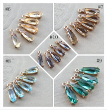 Load image into Gallery viewer, 10pcs- Crystal Long Teardrop Charms, 10 colors You Choose, 14K Gold Plated Teardrop Pendant, 4*12mm, Jewelry Findings JY081-F235