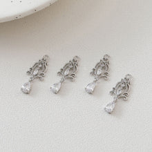 Load image into Gallery viewer, Flower Charm, Cubic Zircon Crystal Flower Pendant, Drop CZ Earring Charms,  Real Gold Plated Brass Earring Charms, Jewelry Findings JG053