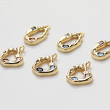 Irregular Oval, Heart Colourful CZ Pave Pendant, Openwork Charm, 18K Gold Plated Charm, Necklace Pendant GZ382