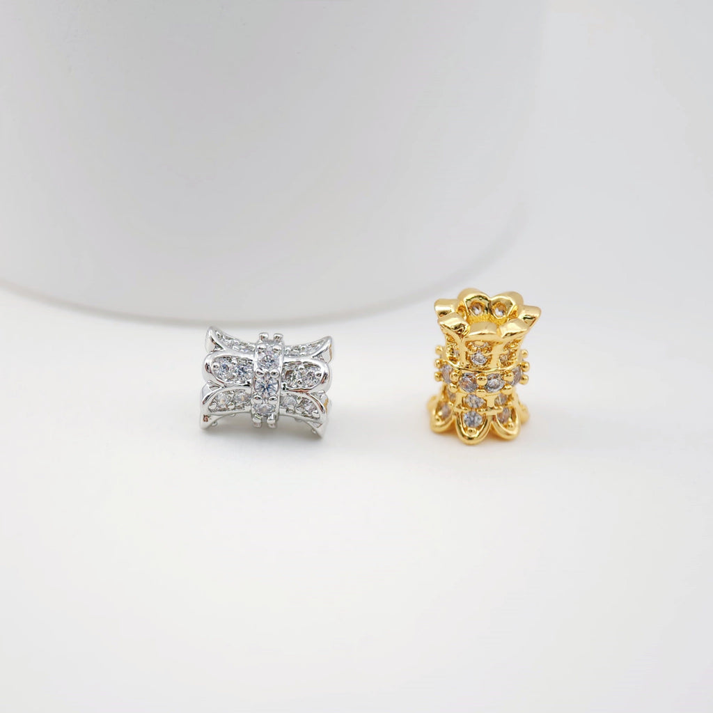 Spacer Beads Collection, 18K Gold/Silver Plated, Round Beads, CZ Pave Beads, Dainty Jewelry Making Beads, Jewelry Finding S1180