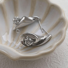 تحميل الصورة إلى عارض المعرض، أقراط زهرة مع حلقة، مطلية بالذهب عيار 14 قيراطًا، خالية من النيكل، دبوس فضة S925، أقراط أذن مضادة للحساسية GZ782