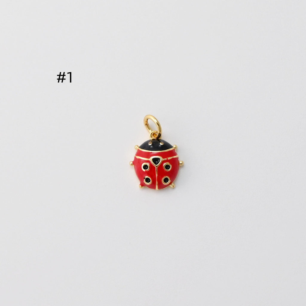 Ladybug Pendant, Enamel Ladybug Charms, 18K Gold Plated Beetle Charms, For Bracelet And Necklace Making, Jewelry Findings S1432
