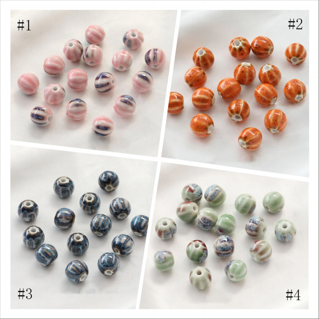 5 cuentas espaciadoras de calabaza, colgante de calabaza de cerámica, cuentas de cerámica para hacer joyas, hallazgos de cuentas DIY GZ432