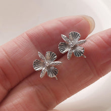 Load image into Gallery viewer, Cubic Zirconia Flower Post Earrings, Gold Plated Earring Post with Loop, Hypoallergenic, Handmade Earring Finding,DIY Earring Supplies GZ765