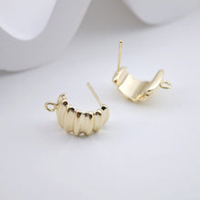 تحميل الصورة إلى عارض المعرض، أقراط بعمود حلق منحني، عمود حلق ذهبي مع حلقة، دبوس فضة S925، مضاد للحساسية، نتائج القرط، لوازم صنع الأقراط يدويًا D0051